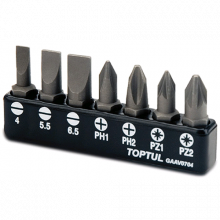 фото анонса Набор бит TOPTUL 1/4" 7ед. (SL: 4*0.5, 5.5*1, 6.5*1.2; PH1, PH2; PZ1, PZ2) GAAV0704 интернет магазин Metizmarket