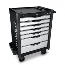 фото анонса Тележка инструментальная с ящиками (BUMPER SERIES) 7 секций (черная) TOPTUL TCAP0707 интернет магазин Metizmarket