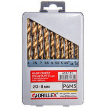 фото анонса Набор сверл по металлу Р6М5 13шт. титан 2-8мм СТАНДАРТ НСВ1308Т интернет магазин Metizmarket