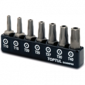 Набор бит TORX с отверстием TOPTUL 1/4" 7ед. (T10-T40) GAAV0703 фото анонса фото анонса Набор бит TORX с отверстием TOPTUL 1/4" 7ед. (T10-T40) GAAV0703 интернет магазин Metizmarket