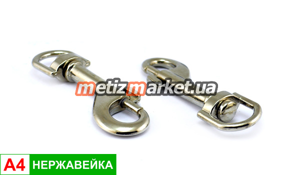 подробное фото art 7303 карабин с вертлюгом a4 нерж 90 мм интернет магазин Metizmarket