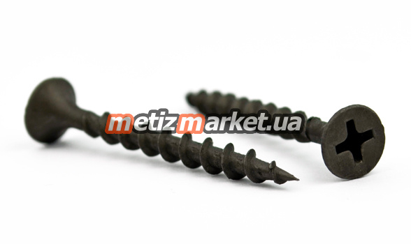 подробное фото  саморез черный по дереву 3.5x25 фосф интернет магазин Metizmarket