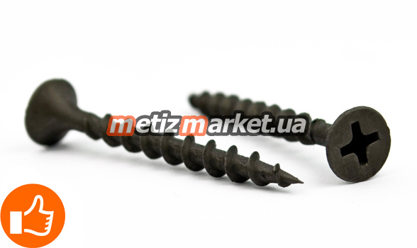 подробное фото  саморез черный по дереву тайвань 3.5x51 фосф интернет магазин Metizmarket